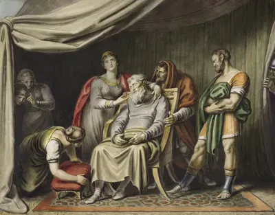 Король Лир, IV, 7, палатка во французском лагере by Иоганн Генрих Рамберг, 1829 — digital art print download