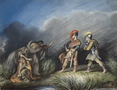 Макбет, I, 3, Макбет и Банко на вересковом поле. by Иоганн Генрих Рамберг, 1828 — digital art print download