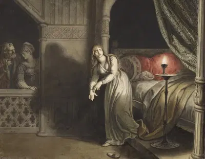 Макбет, V, 1, сцена лунатизма, Леди Макбет by Иоганн Генрих Рамберг, 1829 — digital art print download