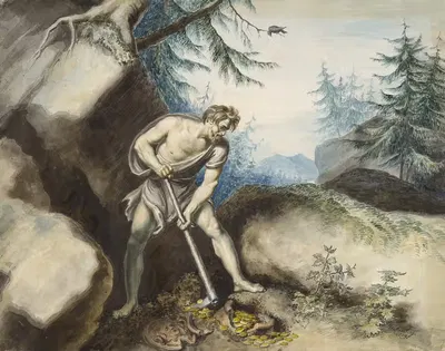 Тимон Афинский, IV, 3, Тимон откладывает золото by Иоганн Генрих Рамберг, 1829 — digital art print download