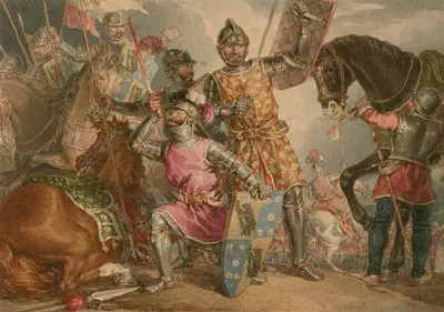 King Henry VI, part III, act II, scene III, Warwick, Edward, and Richard at the Battle of Towton by John Augustus Atkinson…