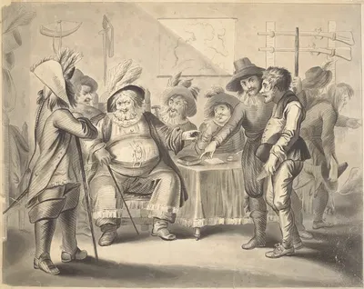 King Henry IV, part 2, III, 3; Falstaff at Justice Shallows mustering his recruits by Sylvester Harding — digital art print…