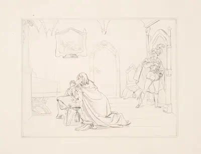'Нет. Вверх, меч; и знай, что ужаснее захват,' [Гамлет], акт III, сц. III by Уильям М. Андерсон, 1848 — digital art print…