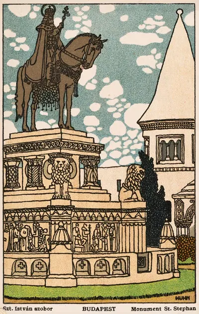 Nr. 457: Будапешт, памятник Святому Стефану by Франц Бернхард Кун, 1911 — digital art print download