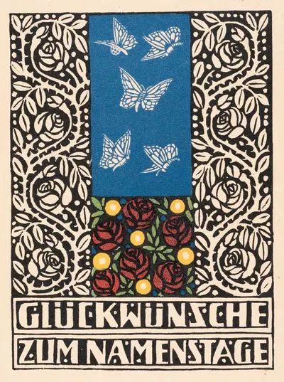 № 17: Открытка с поздравлением ко дню имени by Густав Кальхаммер, 1907 — digital art print download