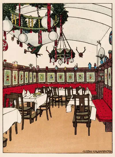 № 409: Ресторан Штатсбанхоф, Вена X, Йозеф Похл by Густав Кальхаммер, 1911 — digital art print download