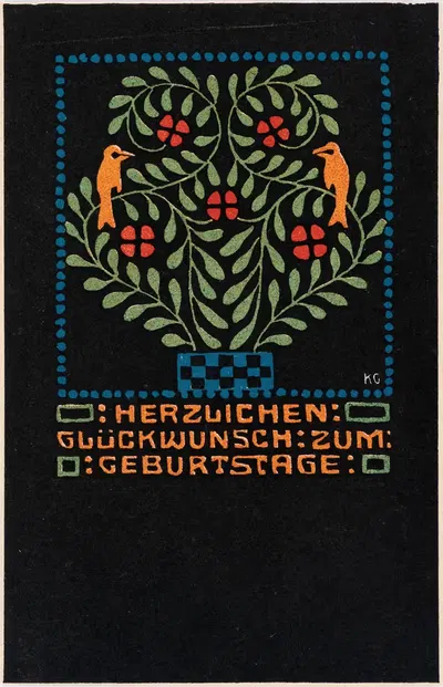 № 51: Птицы в цветочном горшке by Густав Кальхаммер, 1907 — digital art print download