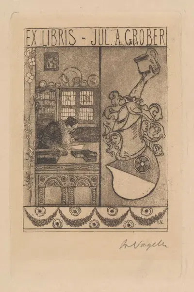 Экслибрис Юля А. Гробера by Генрих Фогелер, 1897 — digital art print download