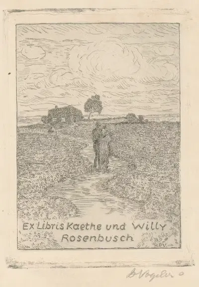 Экслибрис Кэтэ и Вилли Розенбуш by Генрих Фогелер, 1923 — digital art print download