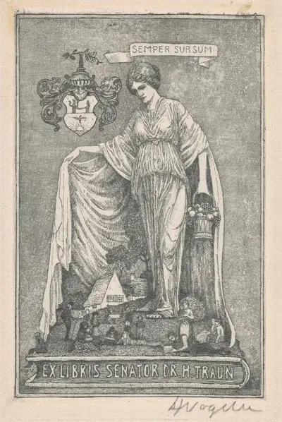 Ex Libris сенатора доктора Х. Трауна by Генрих Фогелер, 1908 — digital art print download