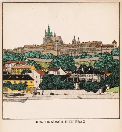 № 264: Градчанская площадь в Праге by Йозеф фон Дивеки, 1909 — digital art print download