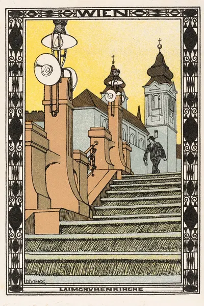 Nr. 402: Вена, Лаймгрубенкирхе by Йозеф фон Дивеки, 1911 — digital art print download