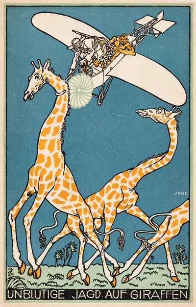 Nr. 339: Охота на жирафов без крови (Unblutige Jagd auf Giraffen) by Мориц Юнг, 1911 — digital art print download