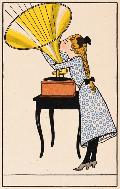 Nr. 503: Девушка с граммофоном. by Мориц Юнг, 1911 — digital art print download
