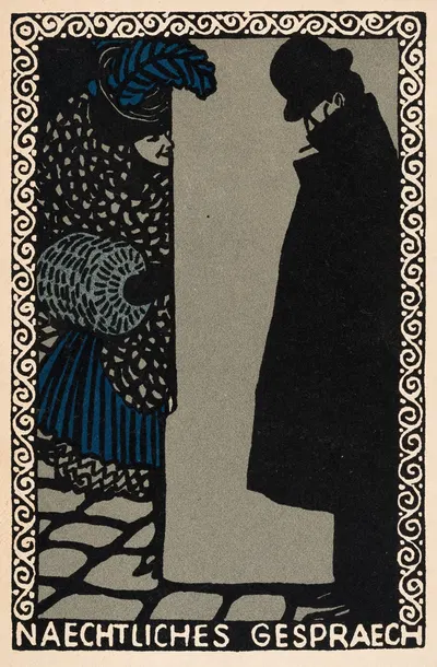 Nr. 66: Nightly Conversations (Naechtliches Gespraech) by Moriz Jung, 1907 — digital art print download
