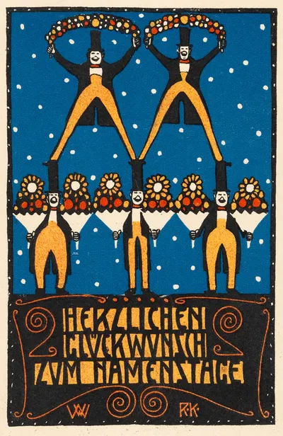 № 15: Открытка с поздравлением к именинам by Рудольф Кальвах, 1907 — digital art print download