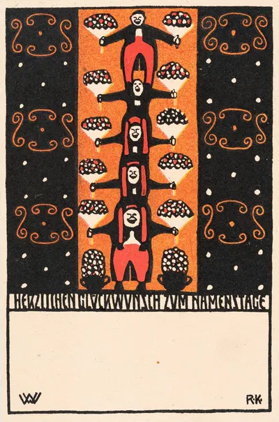№ 16: Открытка с поздравлением к именинам by Рудольф Кальвах, 1907 — digital art print download