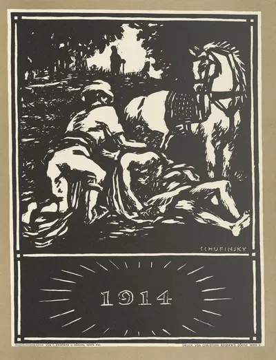 Аллегорическое изображение Первой мировой войны: '1914' by Виктор Шуфинский, 1914 — digital art print download