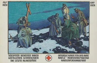 Soldaten bereiten ihren gefallenen Kameraden die letzte Ruhestätte by Alfred Offner, 1915 — digital art print download