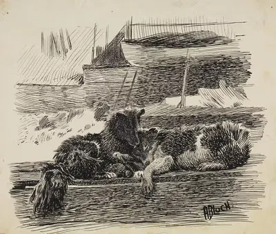 Две собаки by Андреас Блох, 1893-1897 — digital art print download