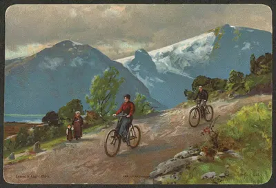Мужчина и женщина на велосипедах by Аксель Хьялмар Эндэр — digital art print download