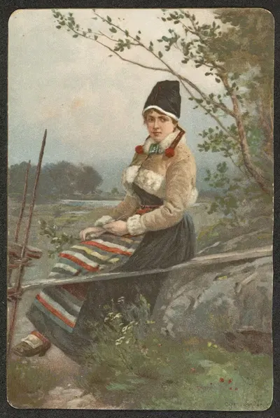Женщина в народном костюме by Аксель Хьялмар Эндэр — digital art print download