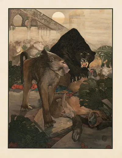 Бой обезьян by Чарльз Морис Детмольд, 1903 — digital art print download