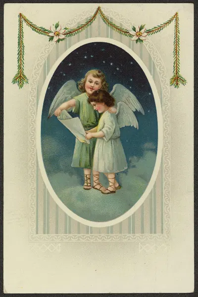 Christmas card with angel motif by E. A. Schwerdtfeger — digital art print download