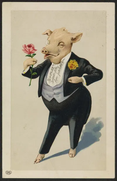 Pig in a tuxedo by E. A. Schwerdtfeger — digital art print download