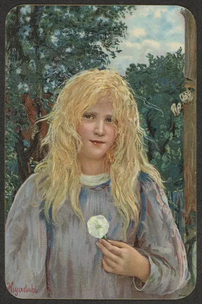 Girl with a flower by Hans Heyerdahl — digital art print download