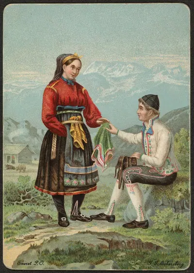 Мужчина и женщина в национальных костюмах by Йохан Фредрик Эккерсберг — digital art print download