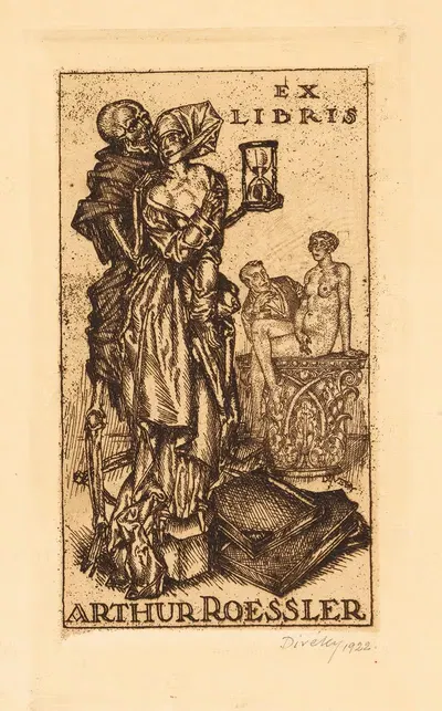 Экслибрис Артура Рёсслера by Йозеф фон Дивеки, 1922 — digital art print download