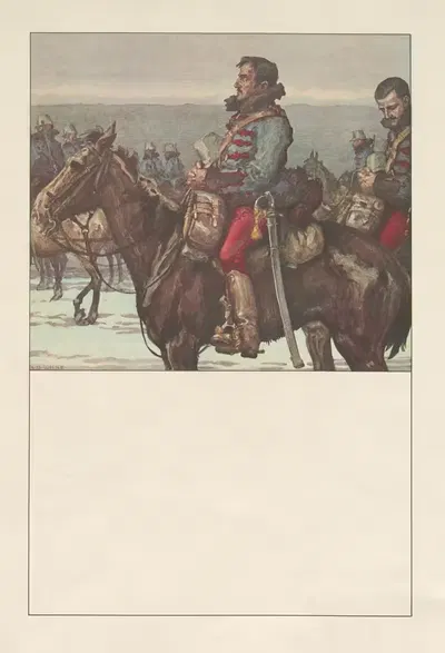Два молящихся хонведа на лошадях by Карл Александр Вилке, 1915 — digital art print download