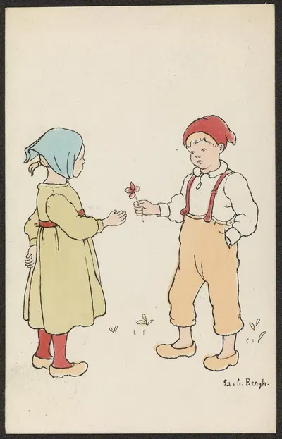 Мальчик, дарящий цветок девочке by Лисбет Берг — digital art print download