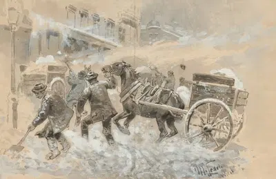 Снежная буря 30 марта; 1 апреля 1897 (Работы по расчистке снега) by Мориц Ледели, 1897 — digital art print download