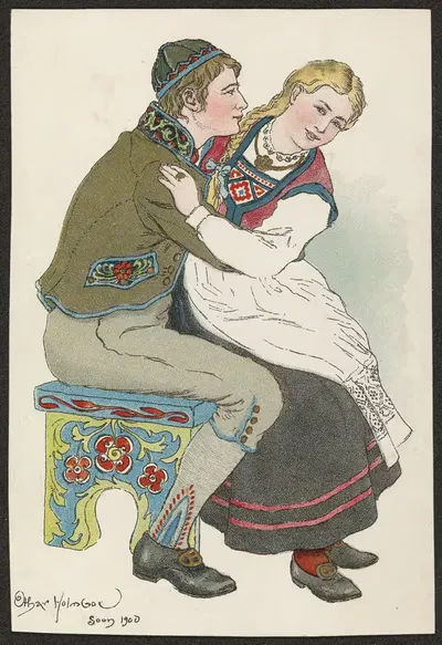 Романтическая карточка национального костюма by Отар Хольмбо, 1900 — digital art print download