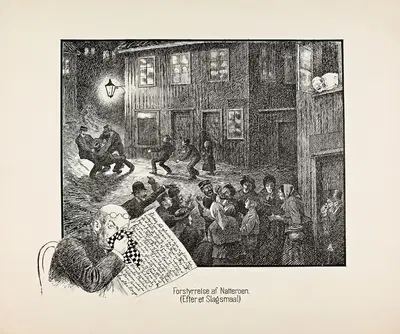 Нарушение ночного покоя (После драки) by Теодор Киттельсен, 1889 — digital art print download