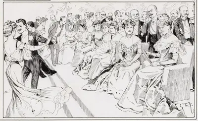 Die 'Drachenwand' (Ballmütter und Patronessen beobachten das Geschehen auf der Tanzfläche) by Theodor Zasche, 1900 —…