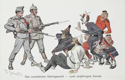 Satire auf 'Das euroäische Gleichgewicht – nach einjährigem Kampf' by Theodor Zasche, 1915 — digital art print download