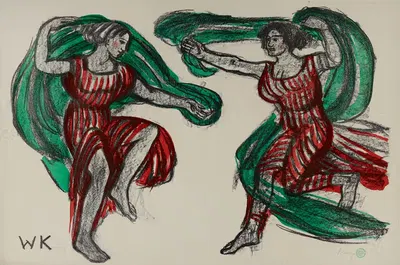 Две танцующие девушки by Влодзимеж Коничный, 1900 — digital art print download