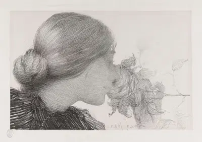 Портрет женщины, нюхающей розу by Эдмон Франсуа Аман-Жан, 1892 — digital art print download