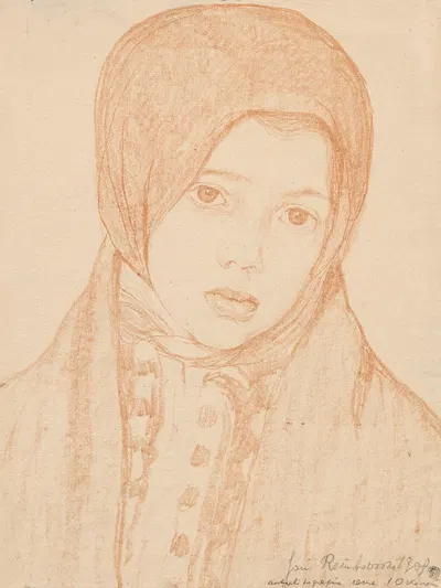Bust of a mountaineer girl by Jan Rembowski, 1909 — digital art print download