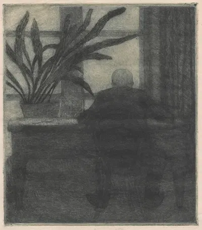 Man sitting at a desk by Jan Rembowski, 1909 — digital art print download