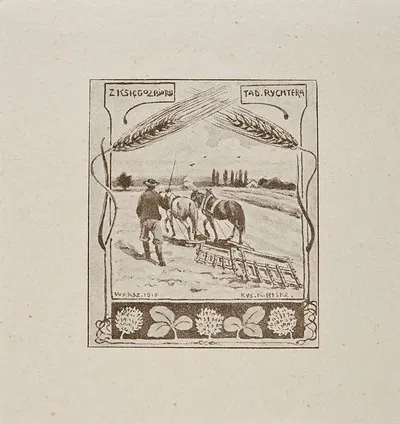 Bookplate of Tadeusz Rychter by Karol Biske, 1910 — digital art print download