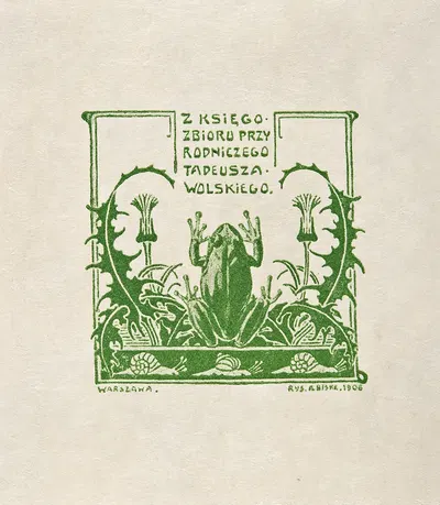 Bookplate of Tadeusz Wolski’s Nature Book Collection by Karol Biske, 1906 — digital art print download