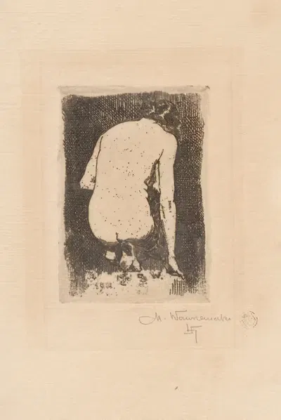 На коленях обнаженная женщина, сзади by Мариан Вавженецкий, 1913 — digital art print download
