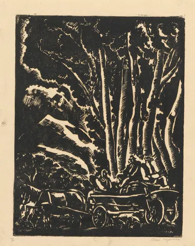 Гуцулы в лесу by Вацлав Вансович, 1924 — digital art print download