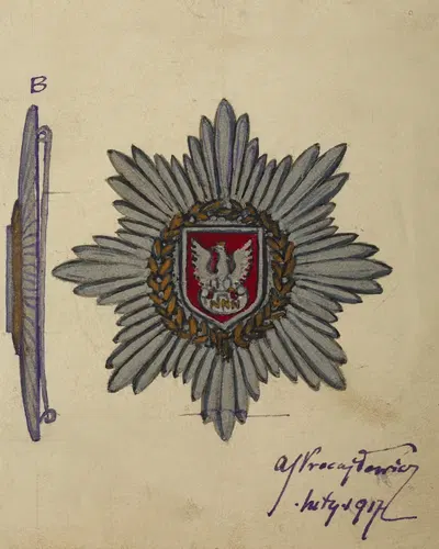 Дизайн памятного значка для Верховного национального комитета by Антоний Станислав Процайлович, 1917 — digital art print…