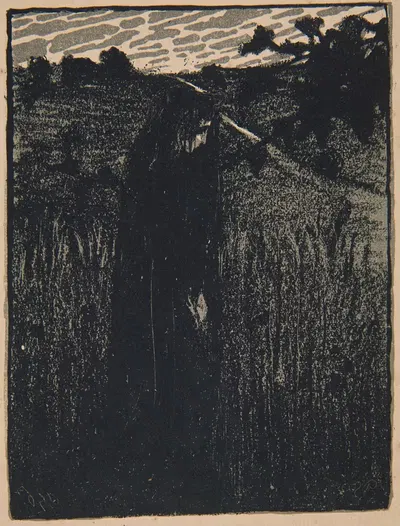 Женщина в черном на фоне пейзажа by Антоний Станислав Процайлович, 1903 — digital art print download