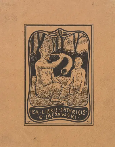 Bookplate of Emil Laszowski, b.1868 by Antoni Steinbauer, 1901 — digital art print download